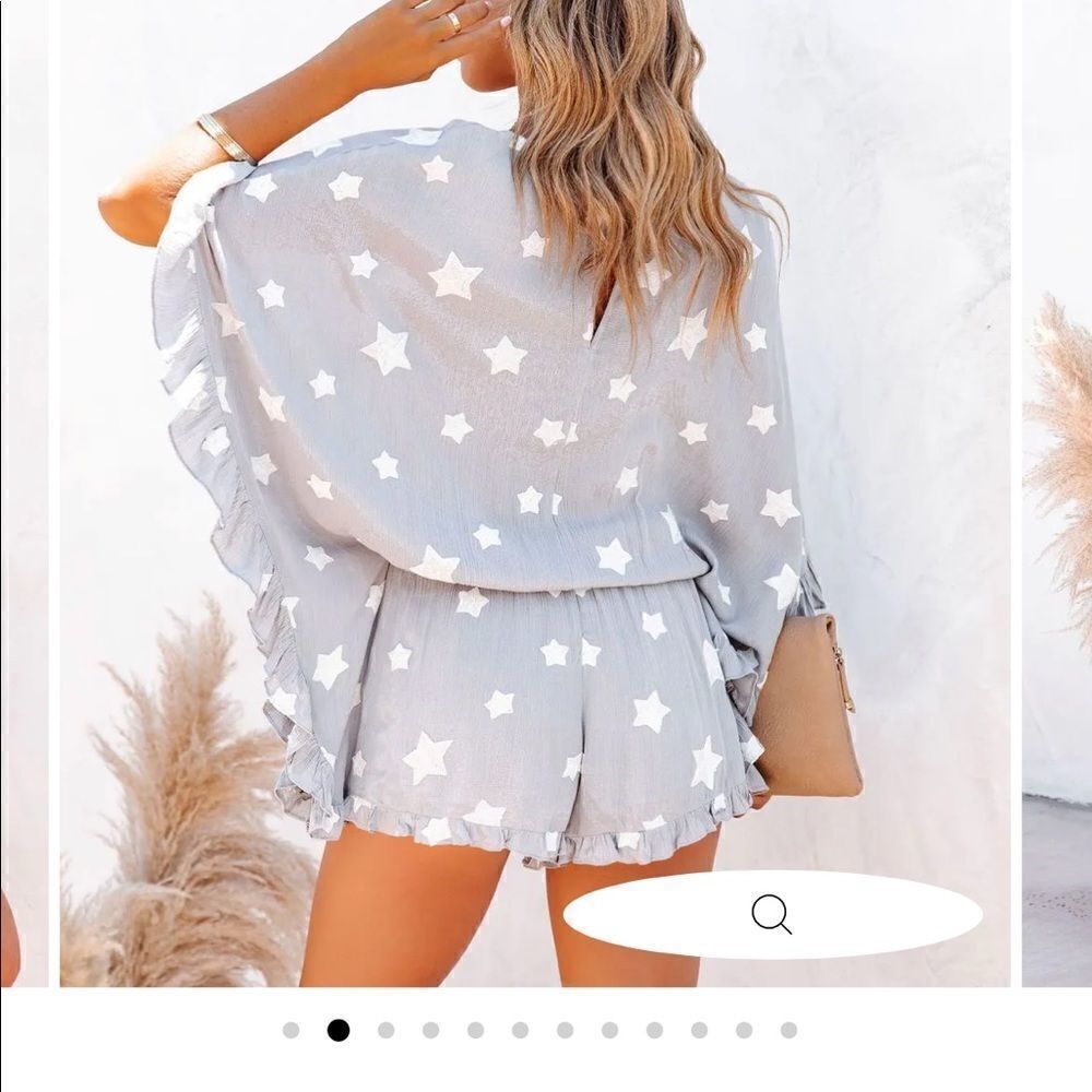 Vici Beyond the Sea Embroidered Star Adorable Kimono Short Romper- Small- NWT - Picture 3 of 10